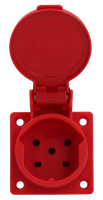 Prise à encastrer type 15 IP20 rouge avec couvercle