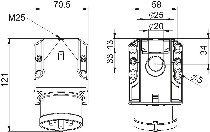 Spina da parete in plastica CEE IP44