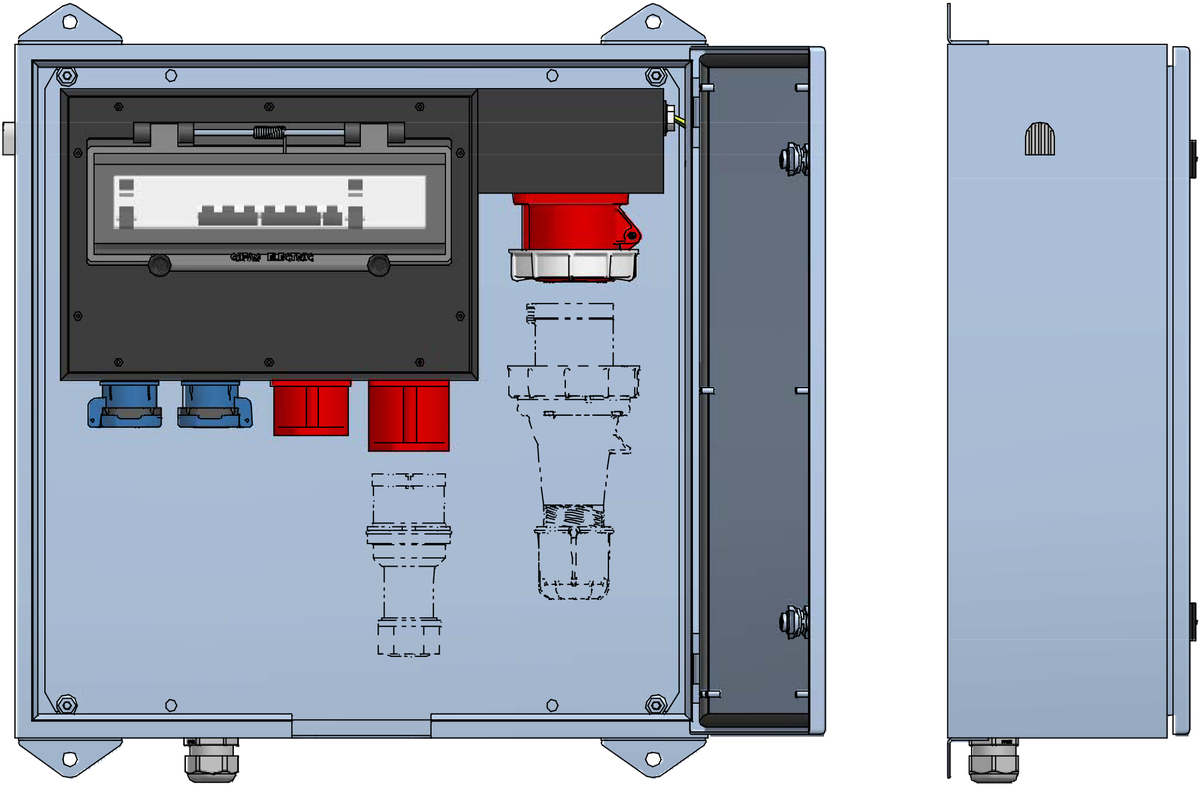 Distribuzione elettrica sopra muro V2A,