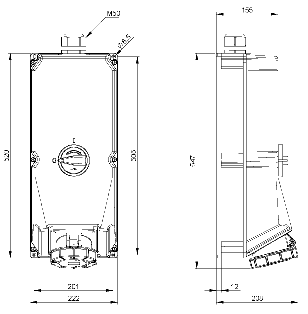 Presa da parete commutabila CEE IP67