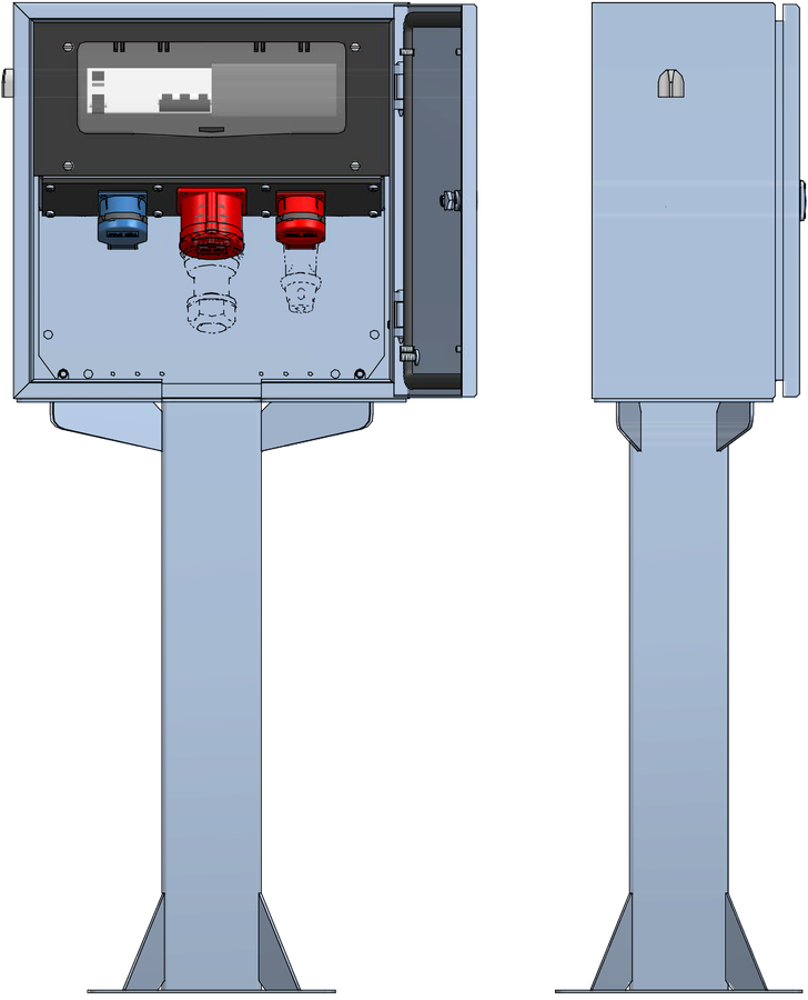 Distribuzione elettrica sopra muro piedistallo V2A,