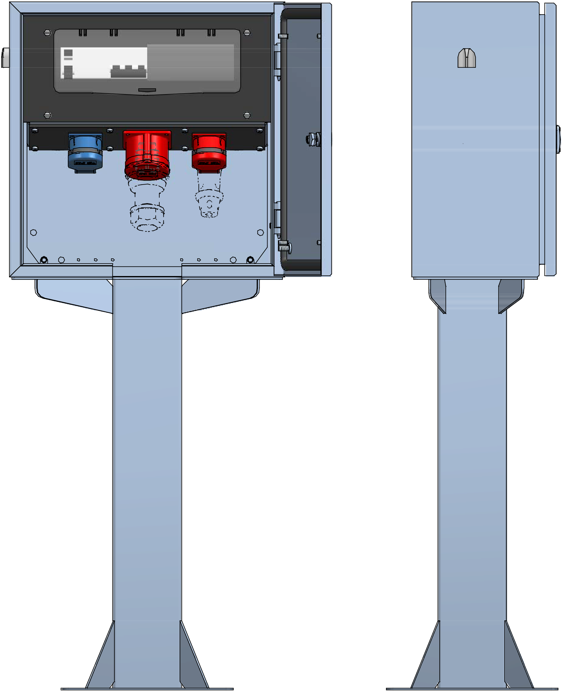 Distribuzione elettrica sopra muro piedistallo V2A,