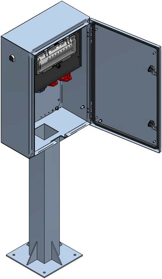 Distribuzione elettrica sopra muro piedistallo V2A,