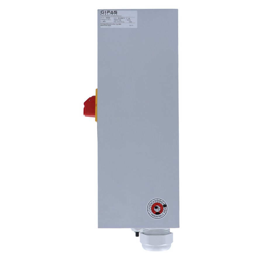 Main switch box with emergency shut-off function