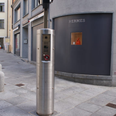 Control column for retractable bollard system in Lugano - GIFAS control system for automated access control and urban traffic safety