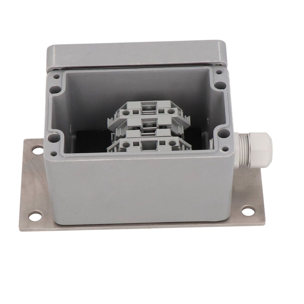 Scatola con condensatore appart. sistema InduLED Basic, allogiamento sopra muro, necessario per sistemi di lunghezza compresa tra 300m