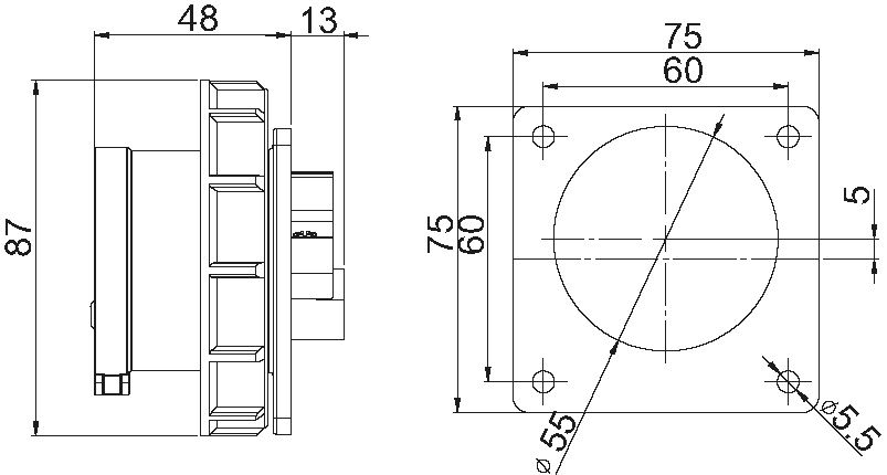 Plastic built-in plug CEE IP67