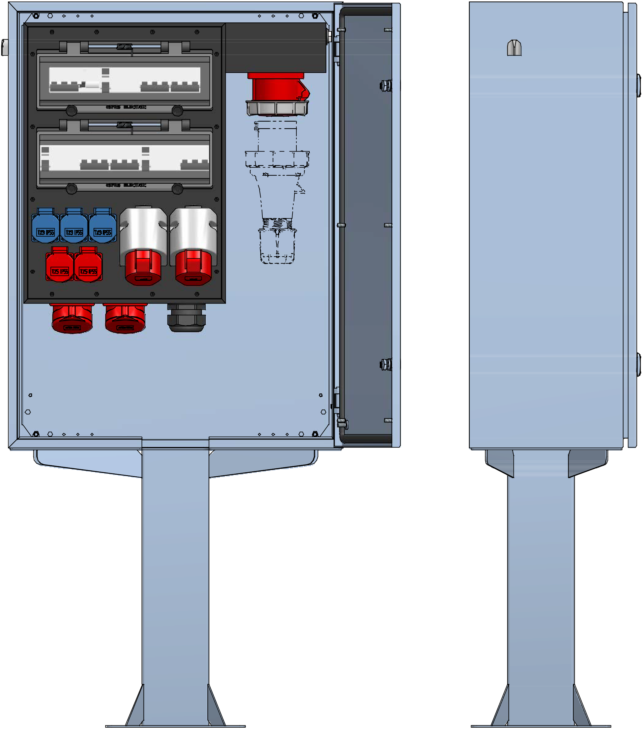 Distribuzione elettrica sopra muro piedistallo V2A,