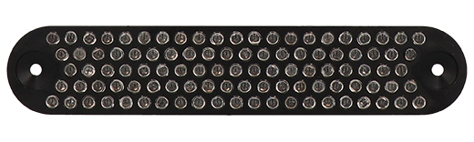 Rückstrahler Kunststoff schwarz, 101 Glasperlen weiss, 125x24mm,