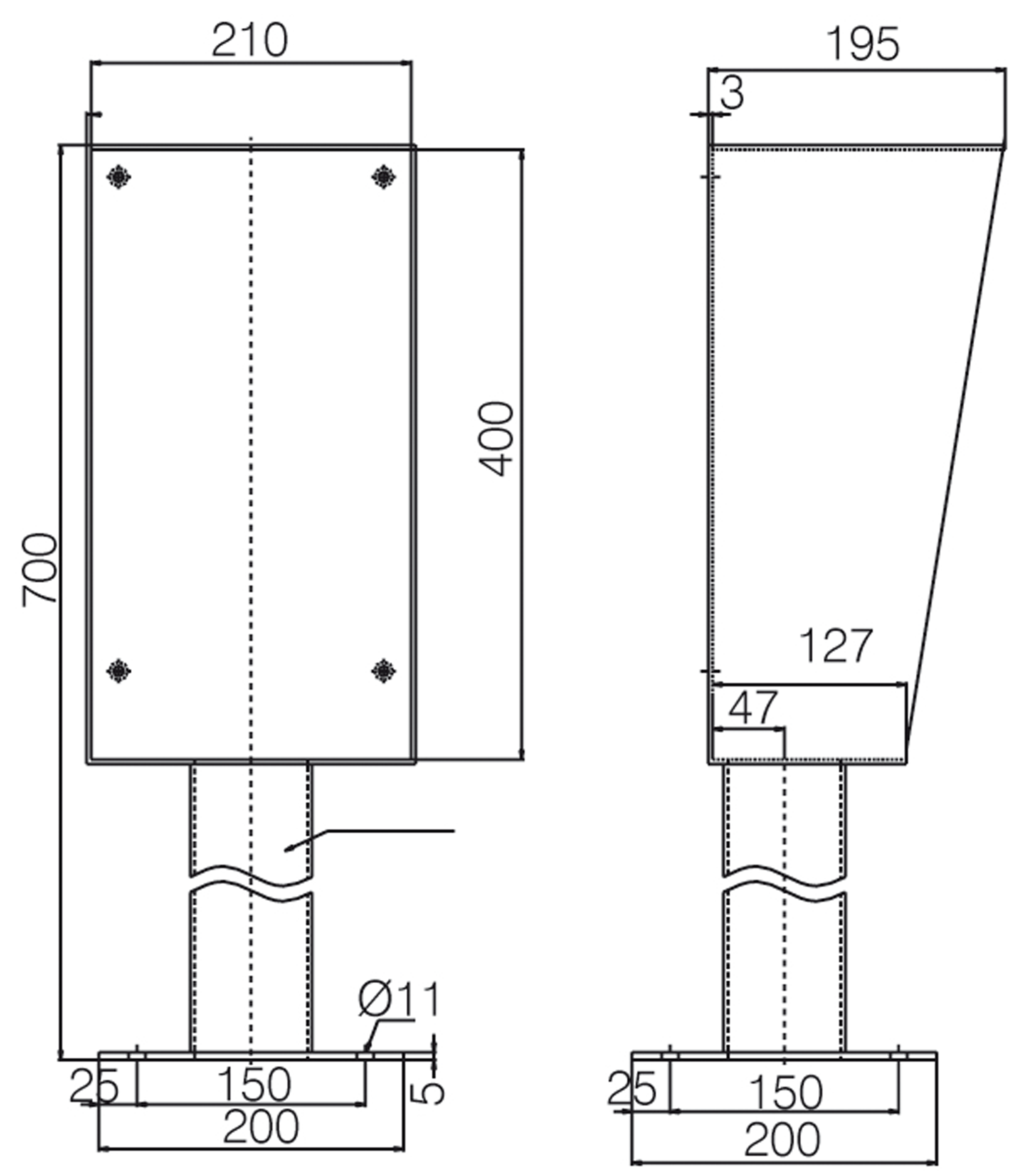 Stand type GE made of stainless steel V4A,