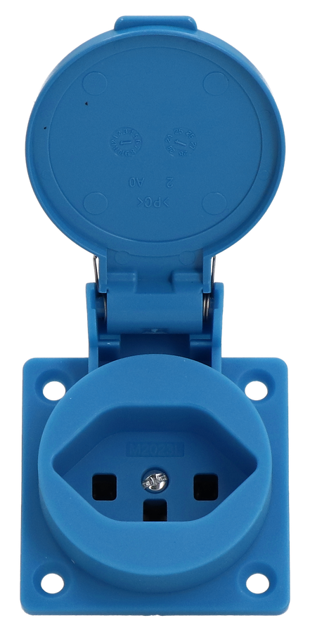 Prise à encastrer type 23 IP20 bleue avec couvercle