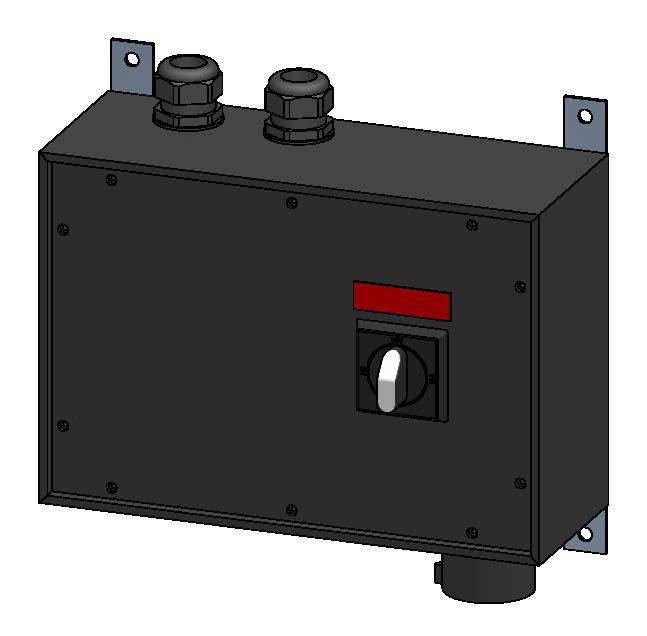 Emergency power mains switch in hard rubber