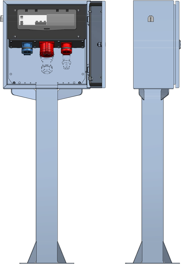 Distribuzione elettrica sopra muro piedistallo V2A,