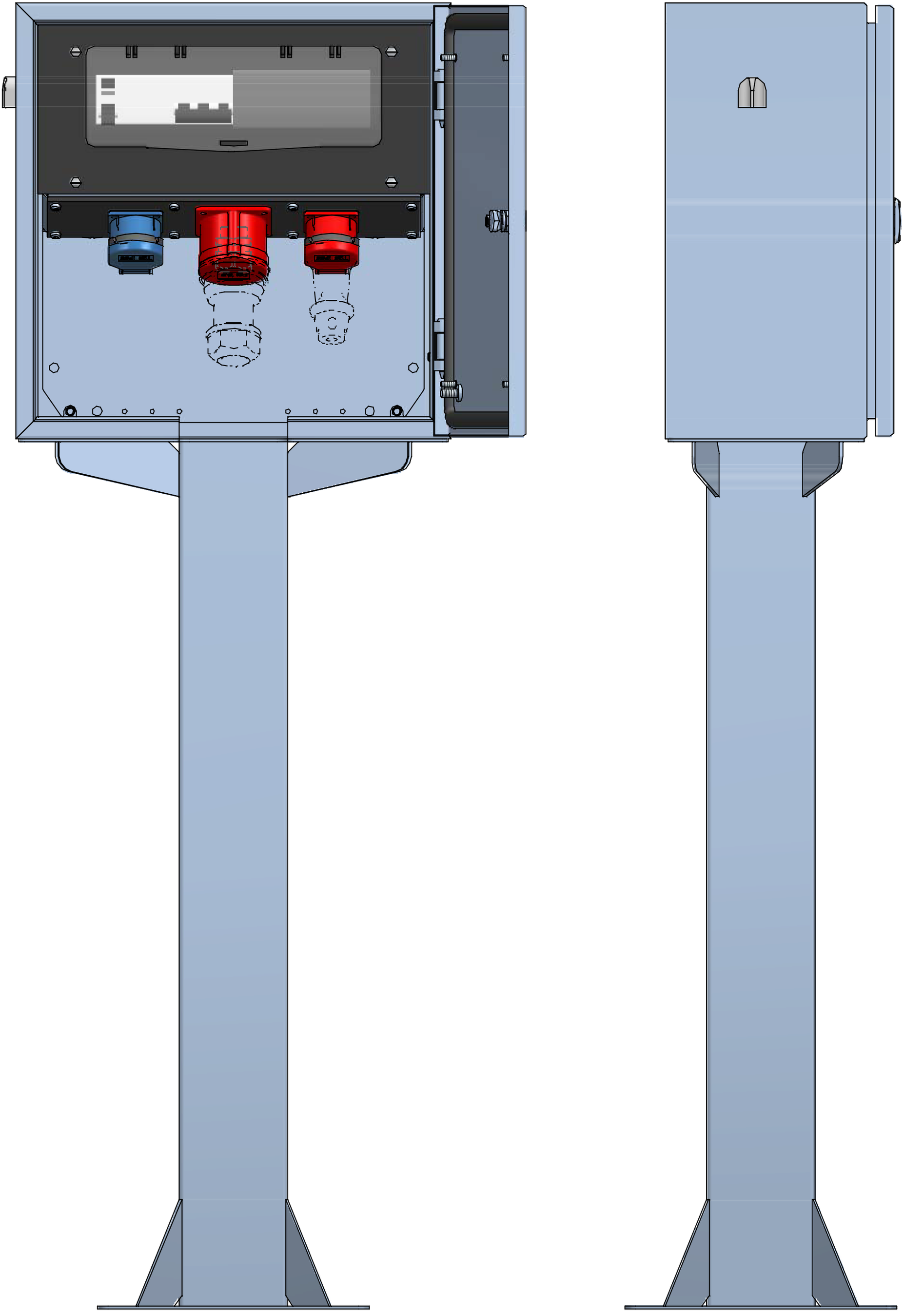 Distribuzione elettrica sopra muro piedistallo V2A,