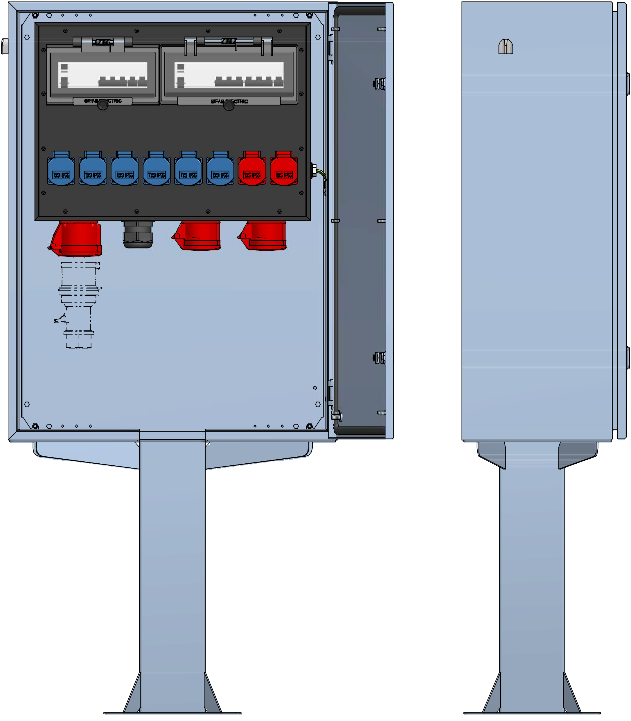 Distribuzione elettrica sopra muro piedistallo V2A,