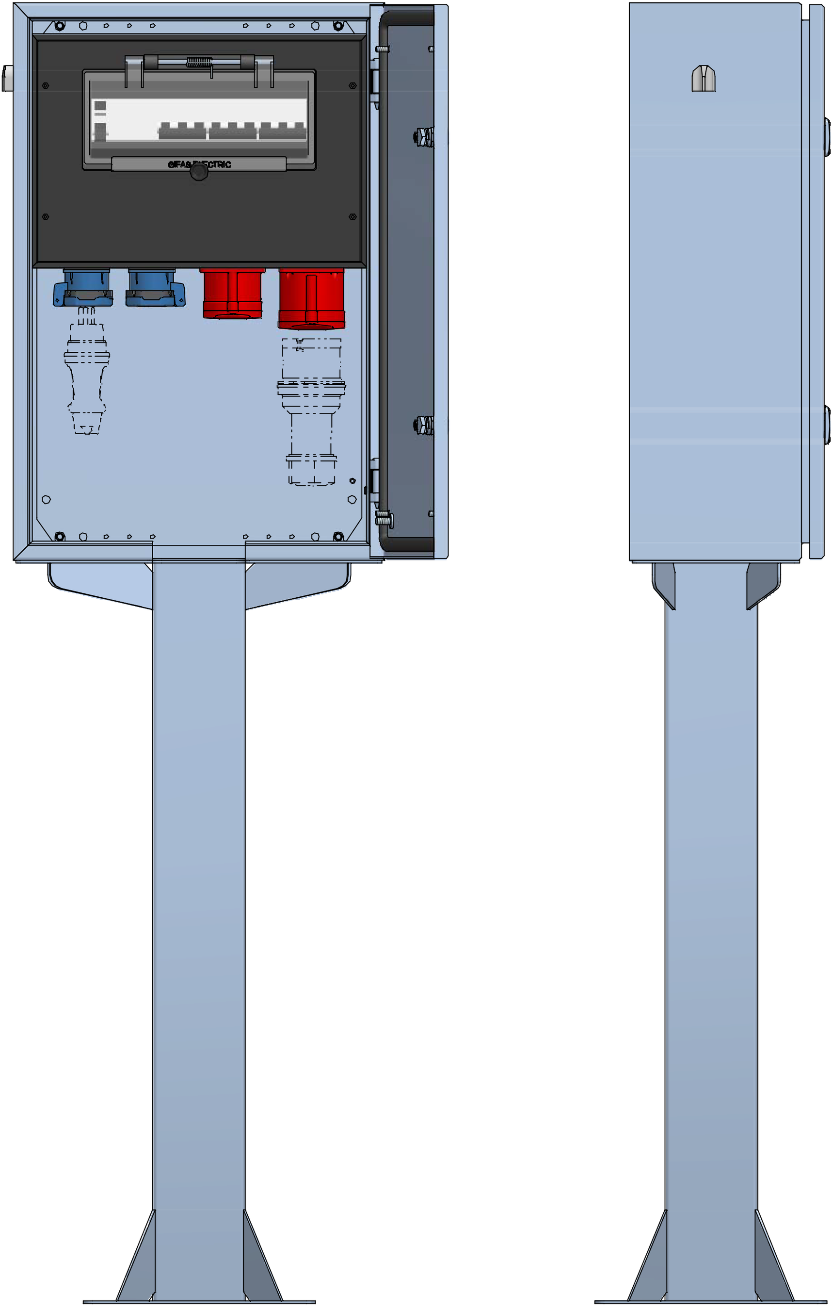 Distribuzione elettrica sopra muro piedistallo V2A,