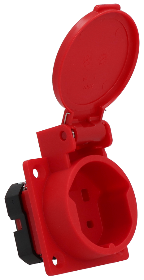 Built-in socket type 25 IP20 red with lid