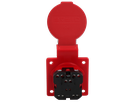 Built-in socket type 25 IP20 red with lid