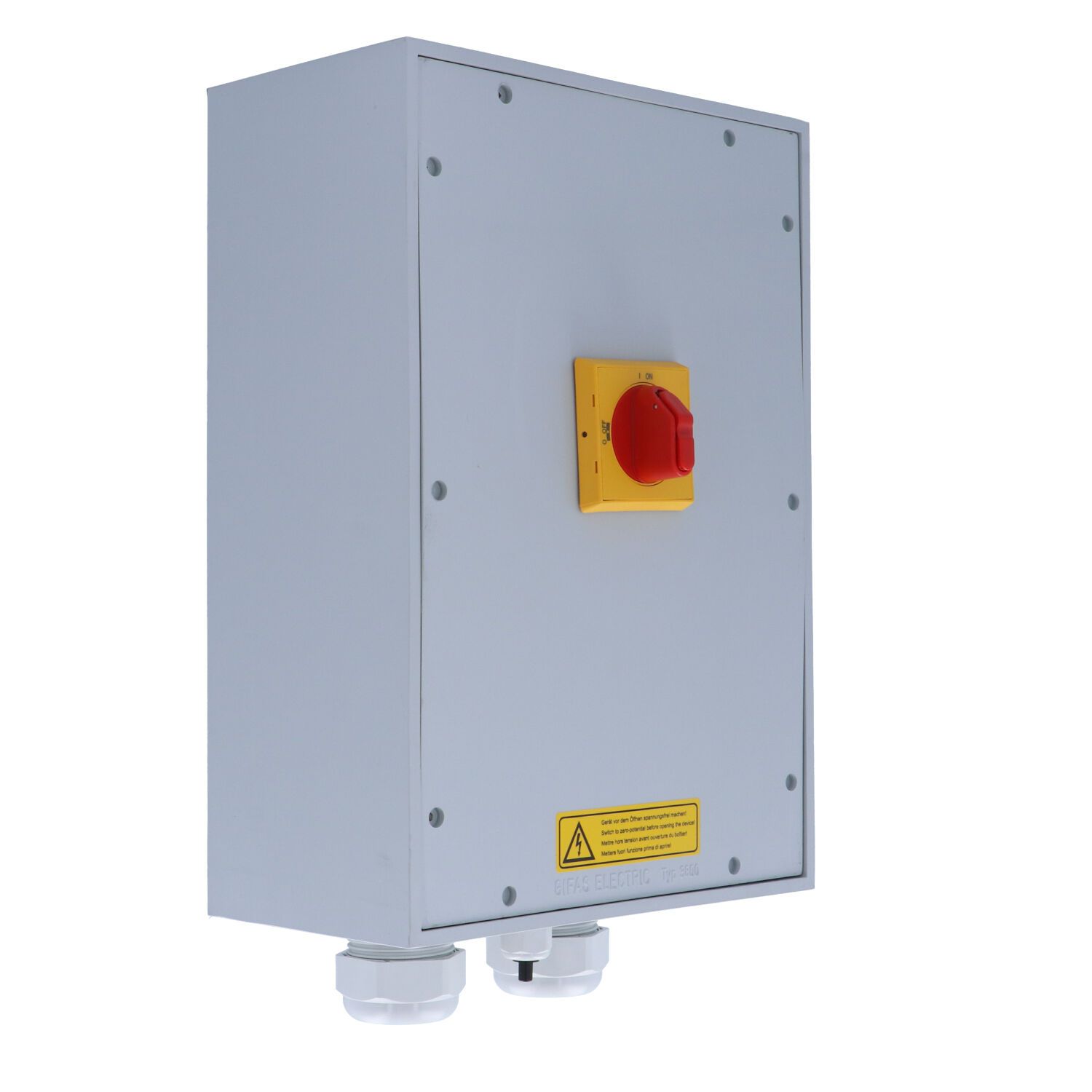 Main switch box with emergency shut-off function