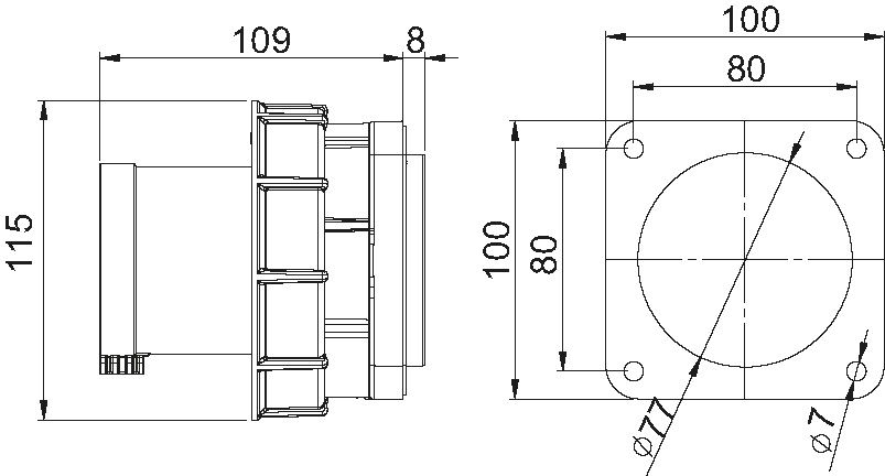 Einbau-Gerätestecker Kunststoff CEE IP67