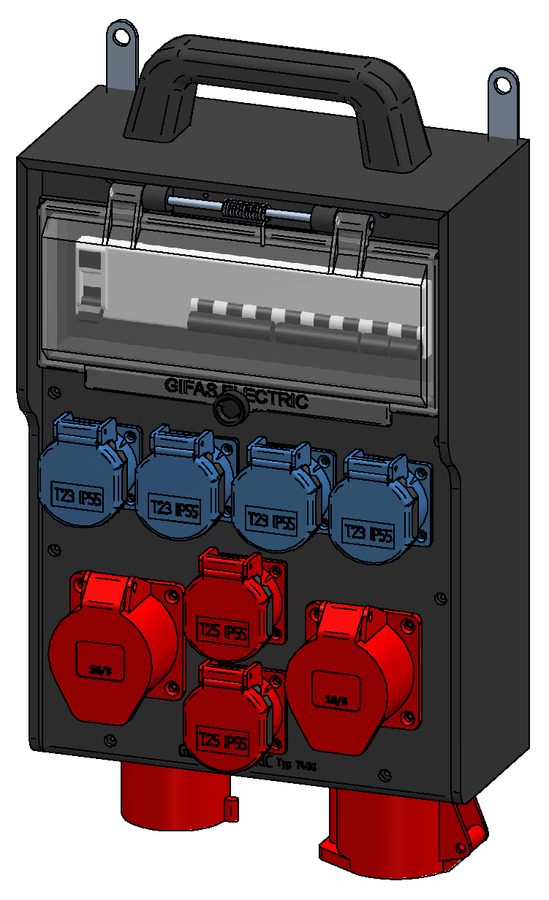 Quadro elettrico portatile in gomma dura tipo 7400