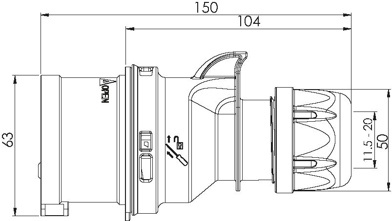 Spina in plastica reistente CEE IP44/IP54