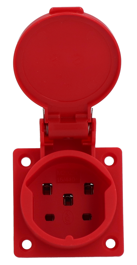Prise à encastrer type 25 IP20 rouge avec couvercle
