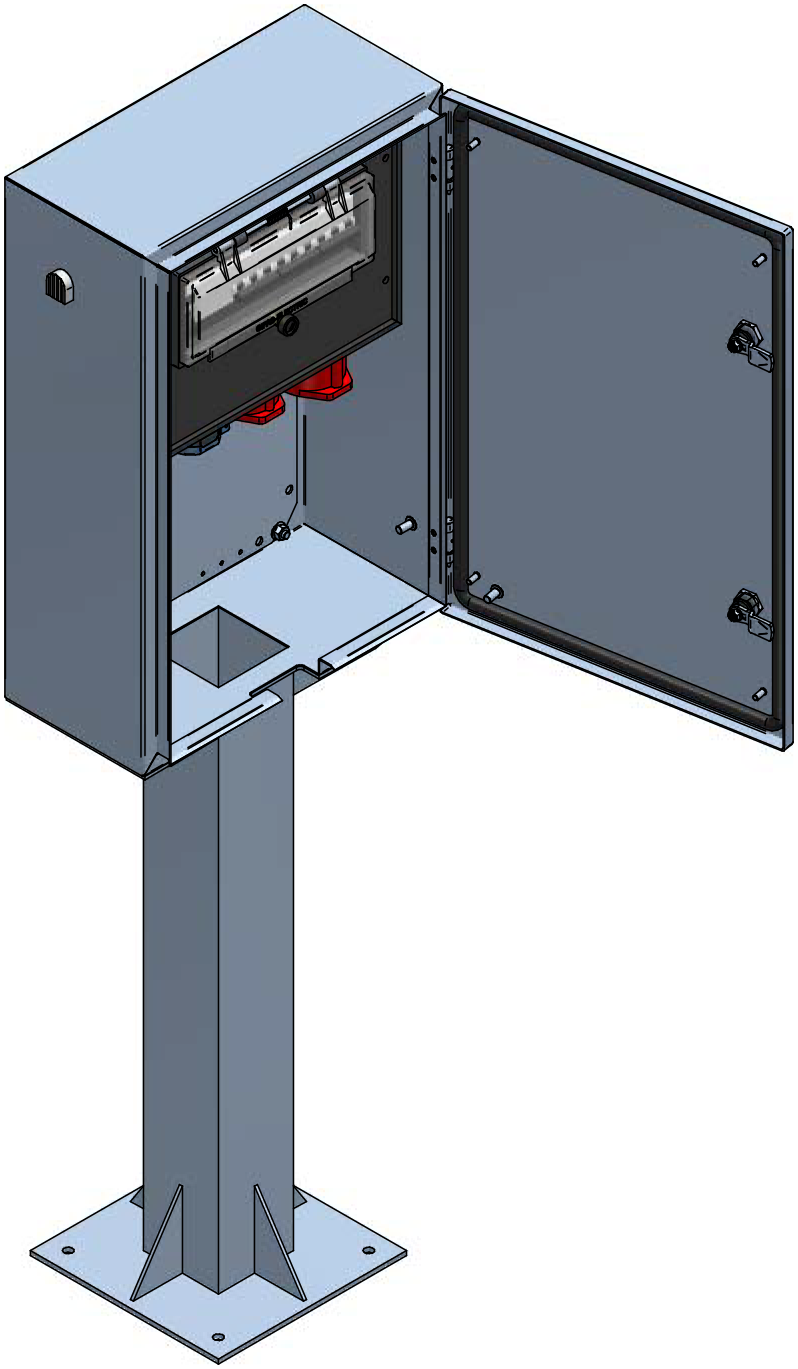 Distribuzione elettrica sopra muro piedistallo V2A,