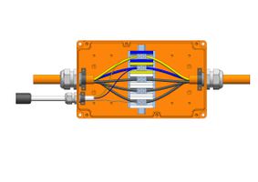 Junction box polyester FE180/E30 type 3018, orange300x180x100 mm, 5x35 mm², IP66