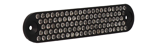 Rückstrahler Kunststoff schwarz, 101 Glasperlen weiss, 125x24mm,
