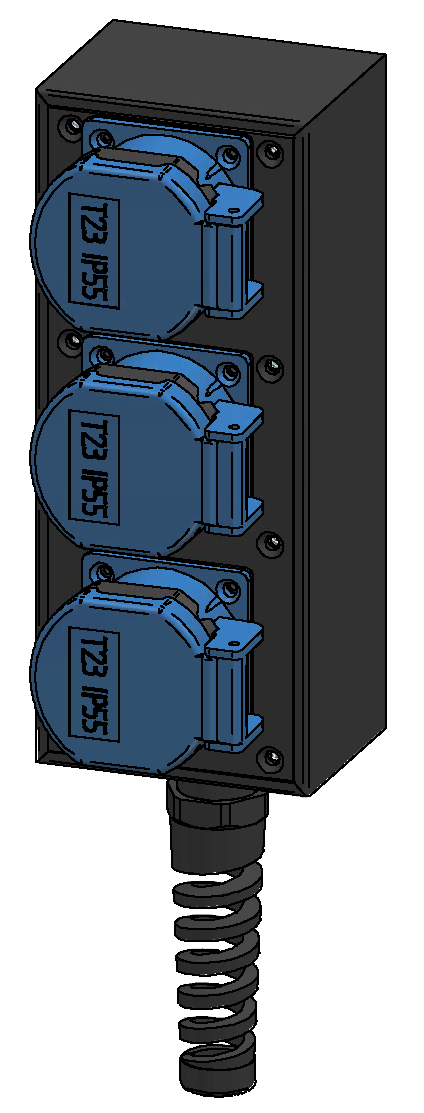 Small mobile distribution box hard rubber type 1600