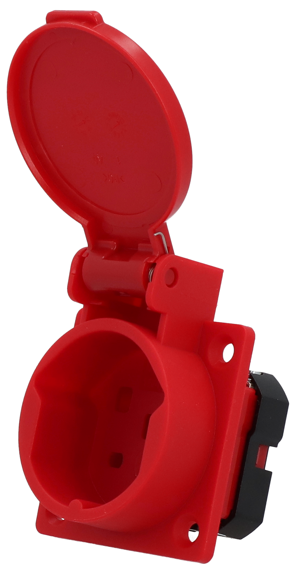 Built-in socket type 25 IP20 red with lid