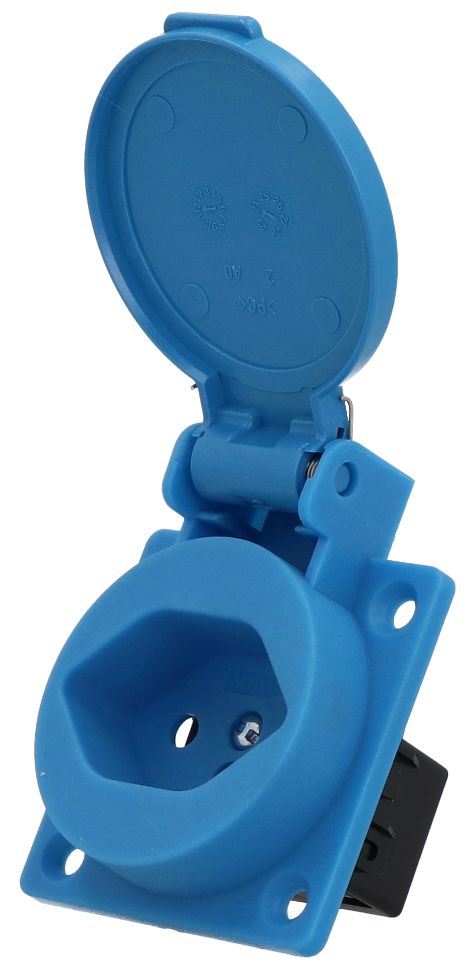 Built-in socket type 13 IP20 blue with lid