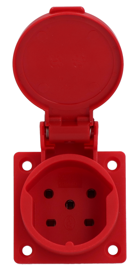 Prise à encastrer type 15 IP20 rouge avec couvercle