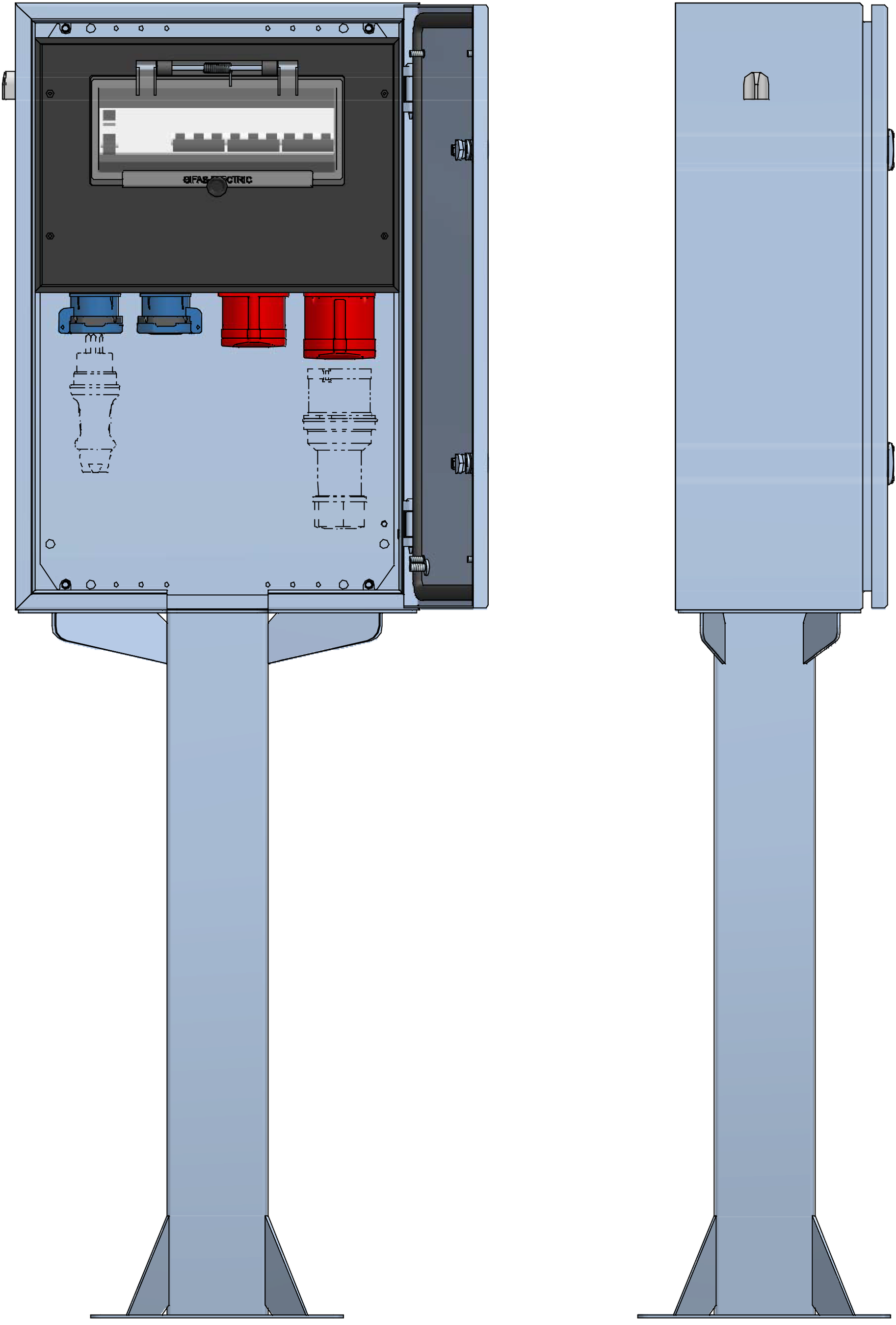 Distribuzione elettrica sopra muro piedistallo V2A,