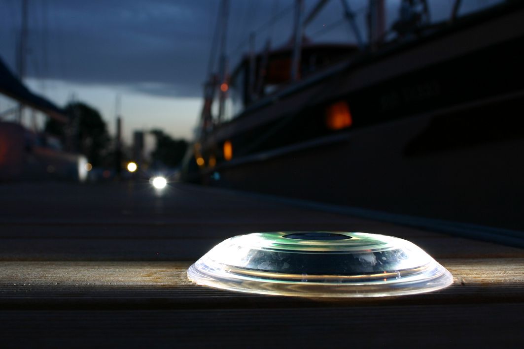 Recessed LED luminaire from GIFAS for path lighting on the harbor jetty - energy-efficient and robust solution for outdoor areas.