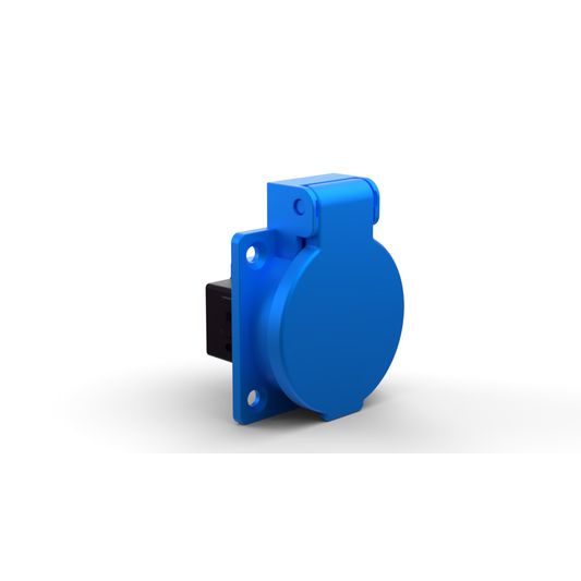 Einbausteckdose Typ 23 IP20 blau mit Deckel