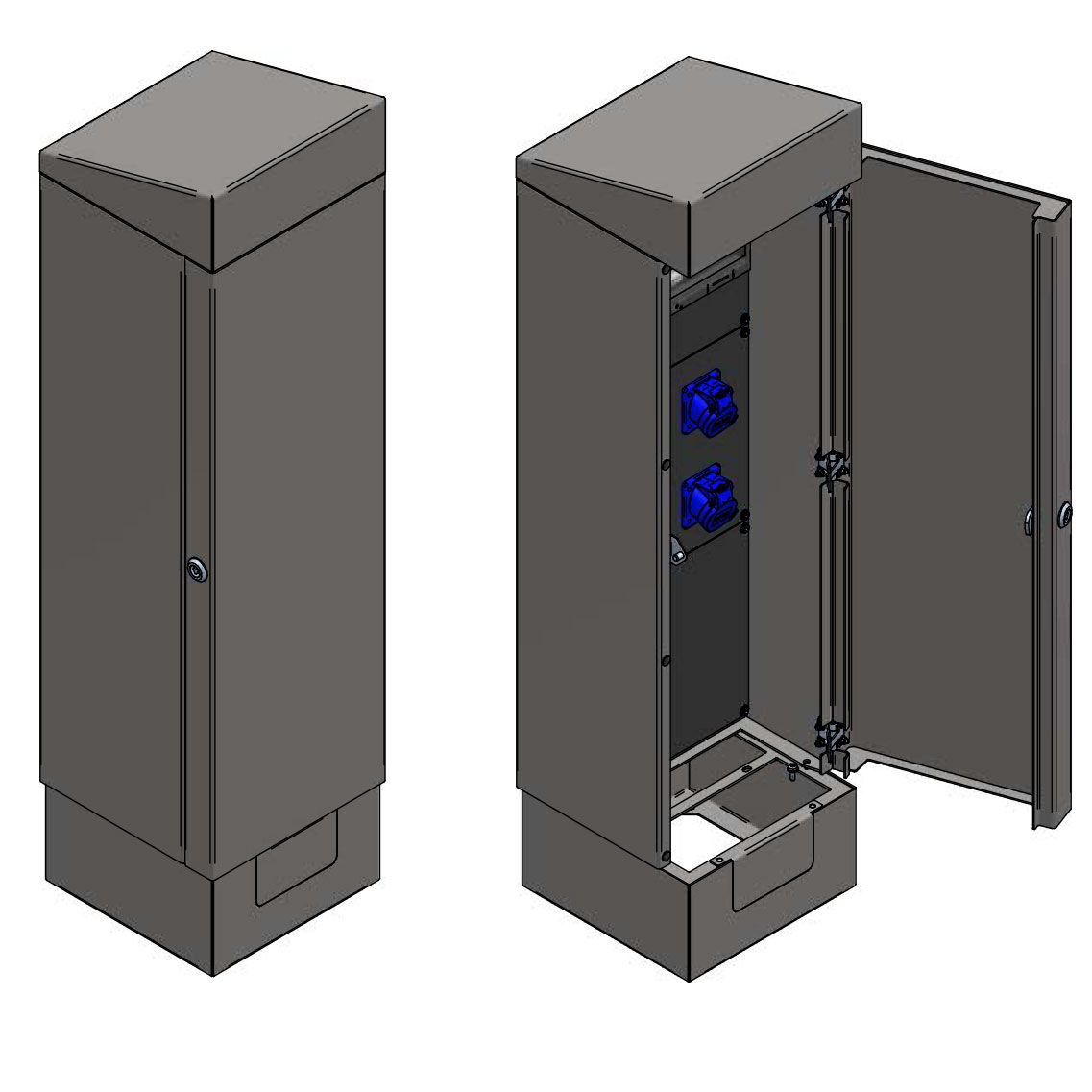 Power column QUADRO M V2A painted RAL 9007