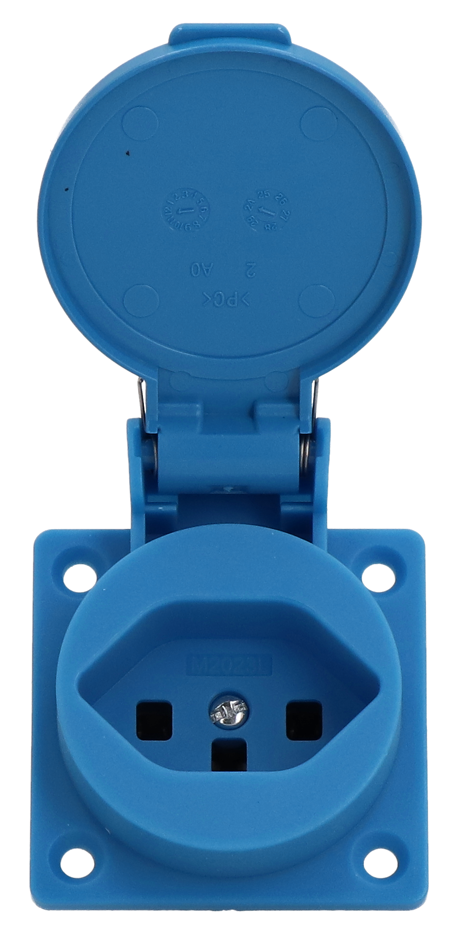 Prise à encastrer type 23 IP20 bleue avec couvercle