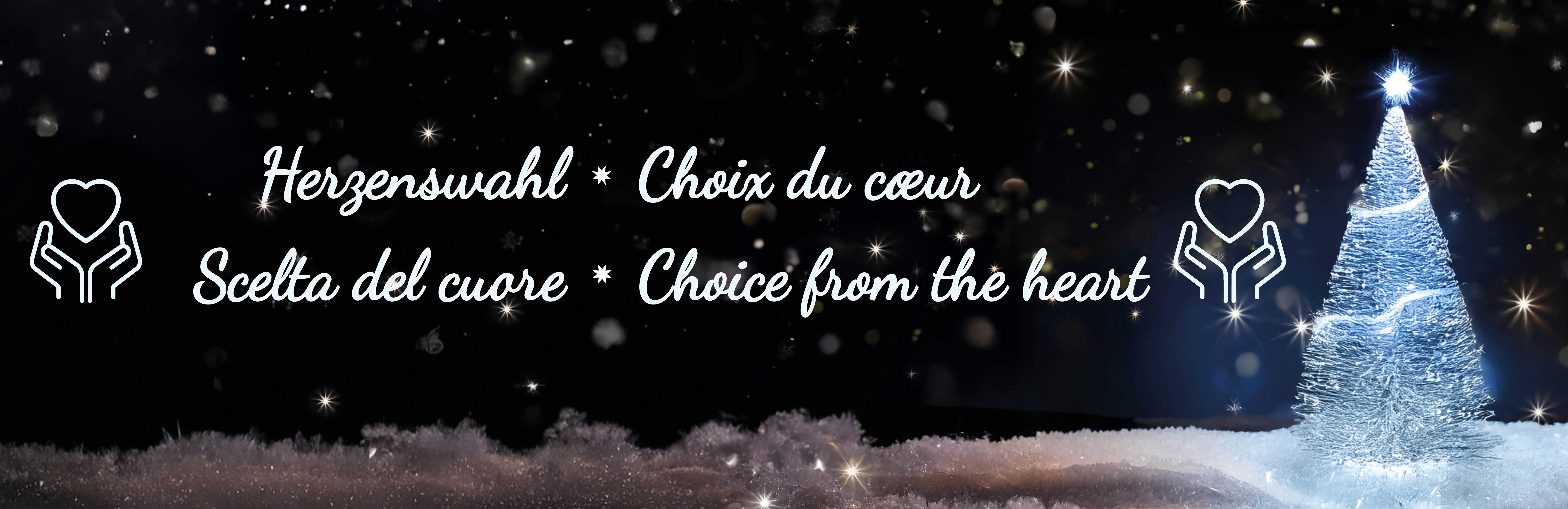Bannière de Noël avec sapin scintillant et inscription Herzenswahl - Choix du cœur - Scelta del cuore - Choice from the heart de GIFAS Electric