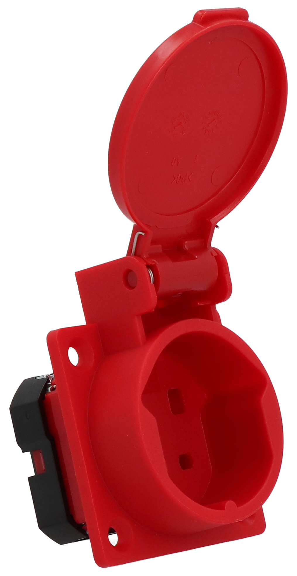 Built-in socket type 25 IP20 red with lid