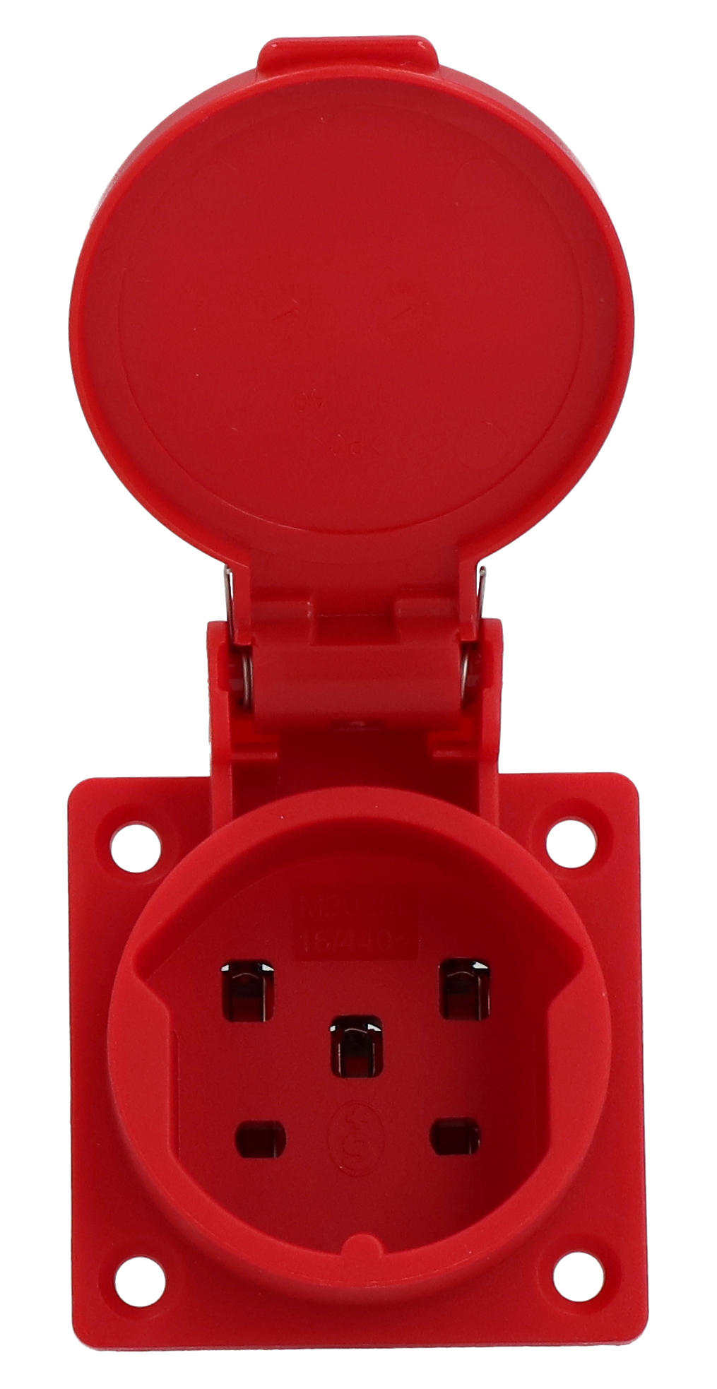 Prise à encastrer type 25 IP20 rouge avec couvercle