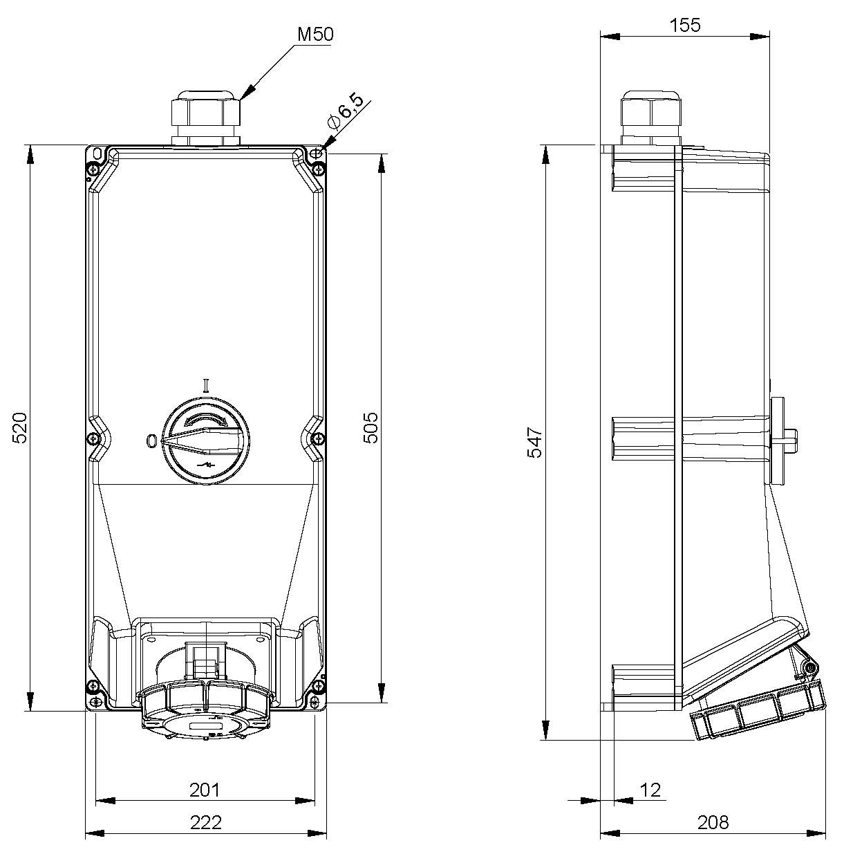 Presa da parete commutabila CEE IP67