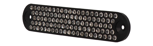 Rückstrahler Kunststoff schwarz, 101 Glasperlen weiss, 125x24mm,