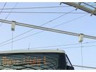 Close-up of the train cable reels above bus stands at the Chur Postdeck to supply power to the vehicles
