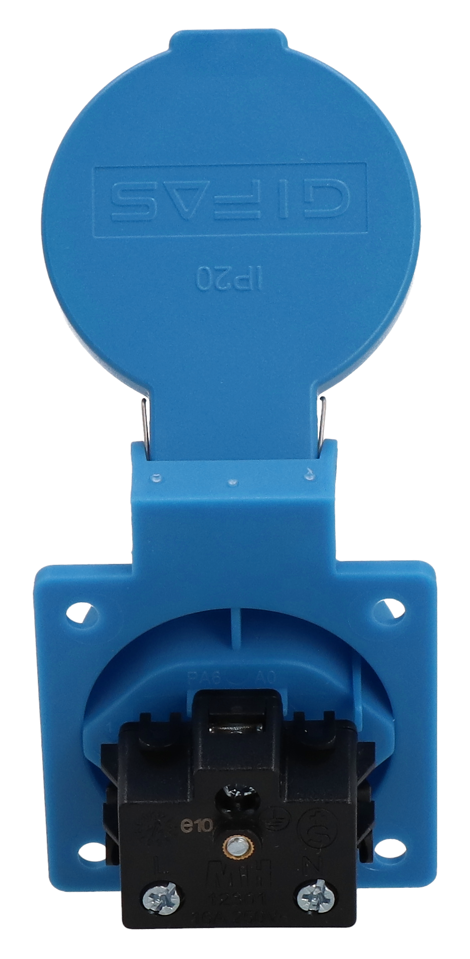 Built-in socket type 23 IP20 blue with lid