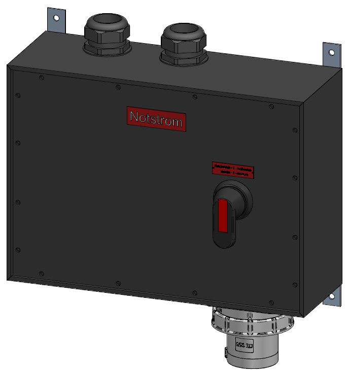 Emergency power mains switch in hard rubber