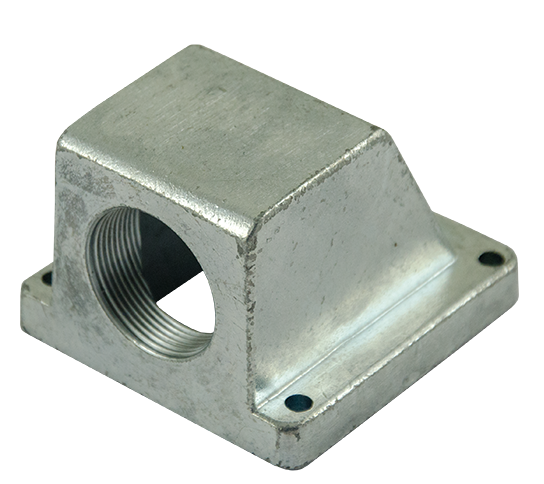 Flansque coudée métallique, zinc 63x65mm