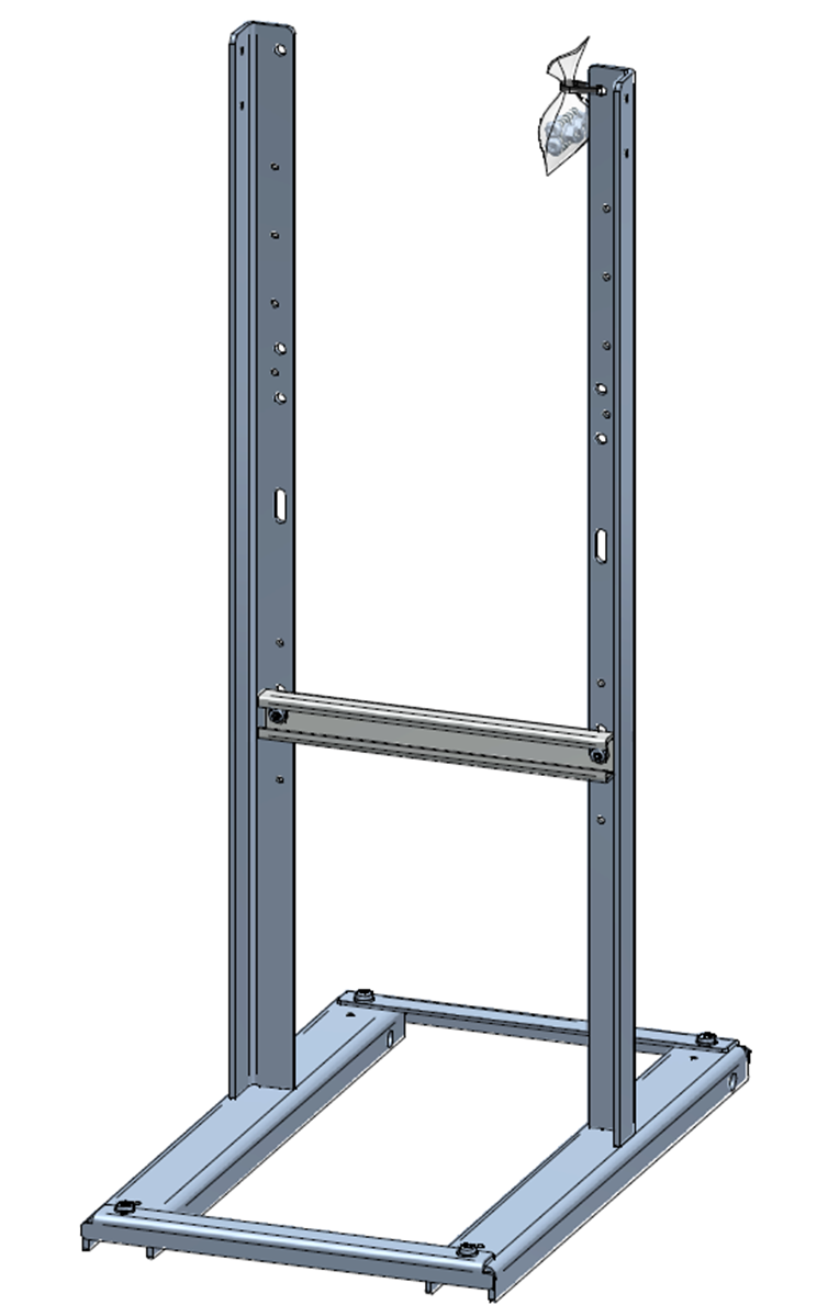 Support acier inox 800mm, avec rails en C,