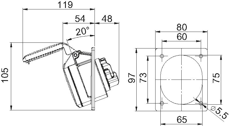 Presa da incasso in plastica CEE IP44/IP54